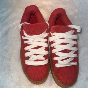 Women's Red Sneakers with White Laces